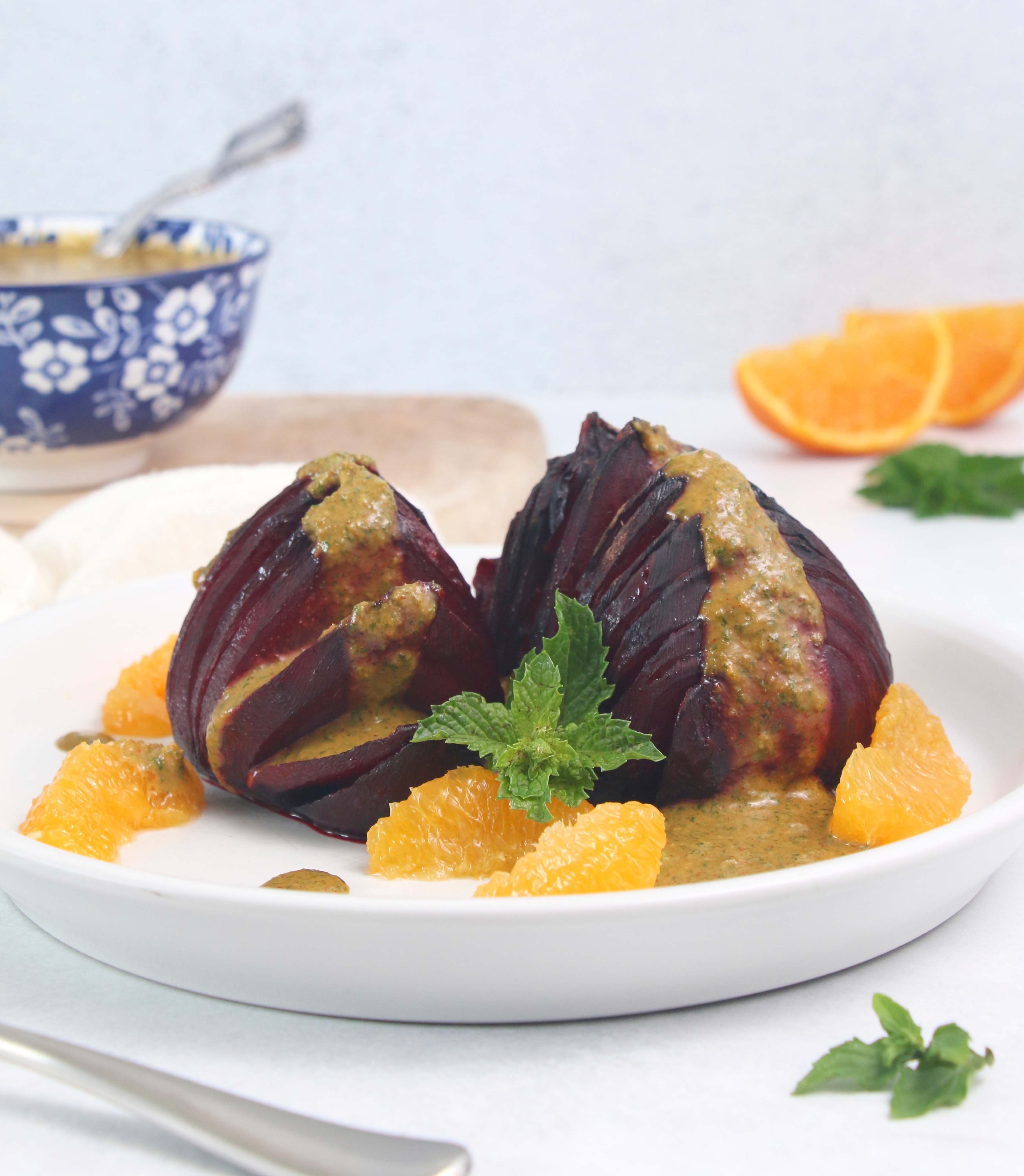 Beets & Oranges with Cilantro-Mint Sauce