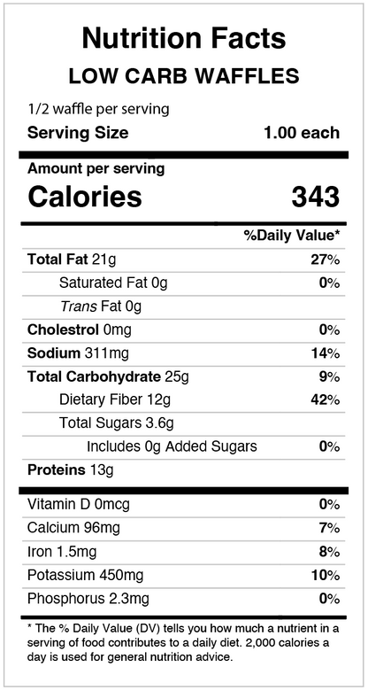 Low Carb Waffles - Pack 4 halves